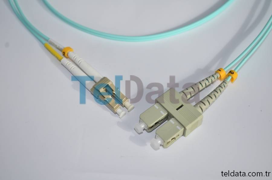 SC LC Fiber Patch Cord, MultiMode, Duplex, OM3 01